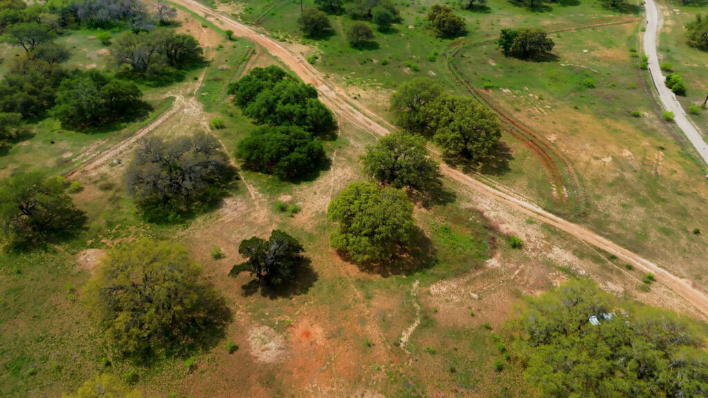 Overgrazed pasture with vehicle tracks and compacted soil affecting water infiltration.