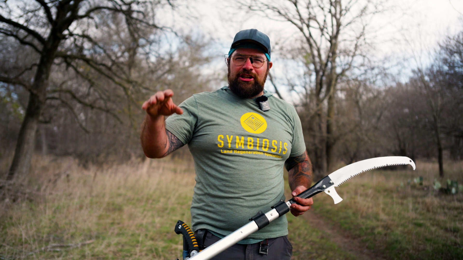 Man practicing ecoforestry techniques in a sustainable forest