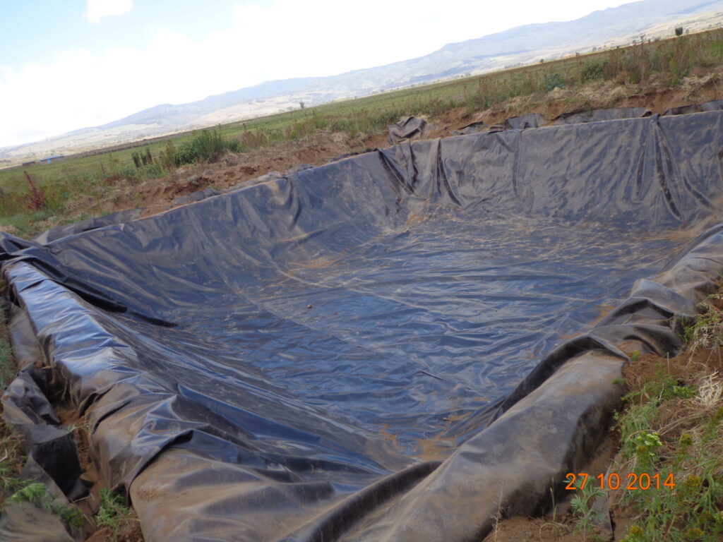 An EPDM pond liner being used to seal a pond.